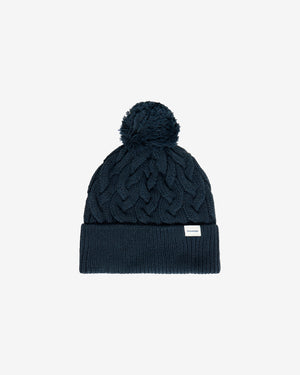 KnowledgeCotton Apparel - UNI Tassel cable beanie Hats 1001 Total Eclipse