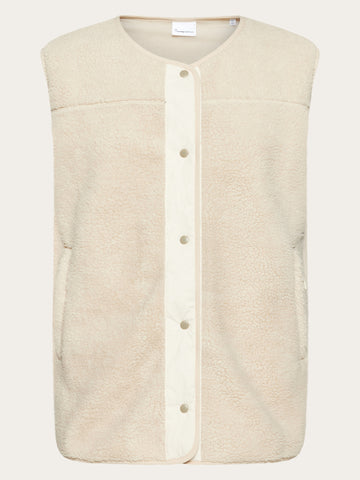 KnowledgeCotton Apparel - WMN Teddy crew neck vest - GRS/Vegan Fleeces 9999 Item Colour