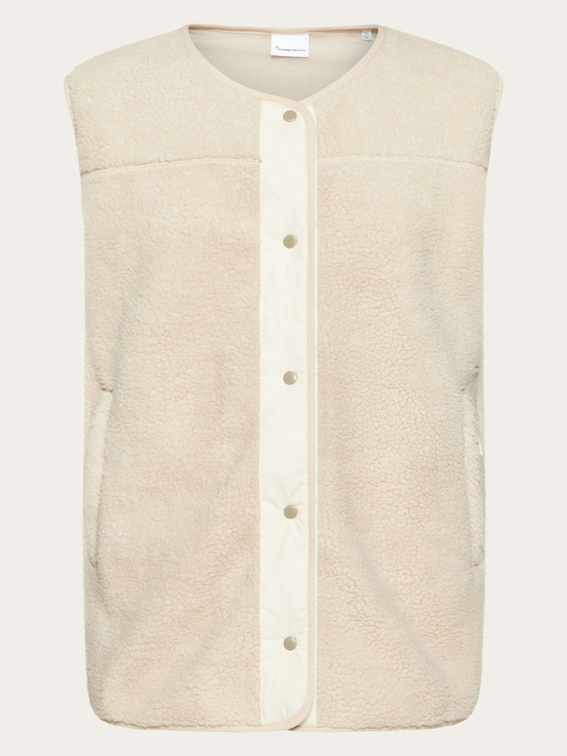 KnowledgeCotton Apparel - WMN Teddy crew neck vest - GRS/Vegan Fleeces 9999 Item Colour