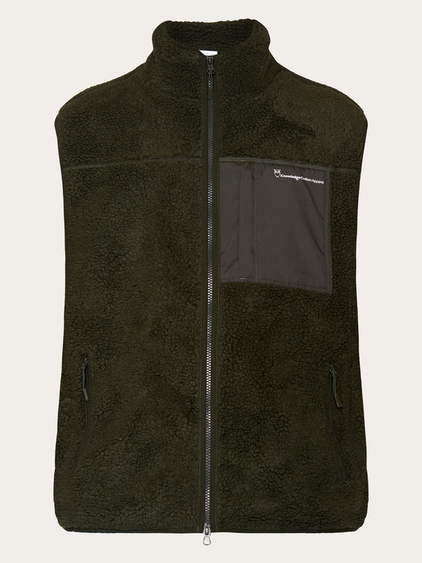 KnowledgeCotton Apparel - MEN Teddy fleece vest Fleeces 1090 Forrest Night