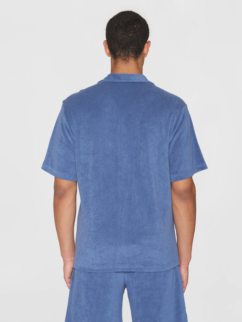 KnowledgeCotton Apparel - MEN Terry loose short sleeve shirt Shirts 1432 Moonlight Blue
