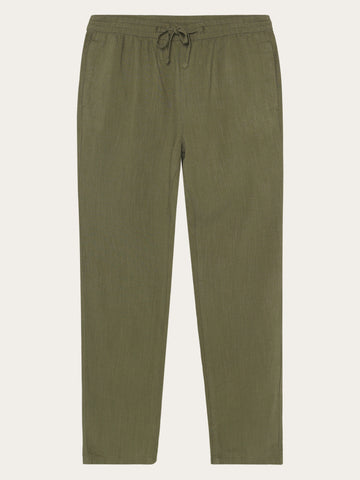 KnowledgeCotton Apparel - MEN Tim tapered linen-mix pants Pants 1068 Burned Olive