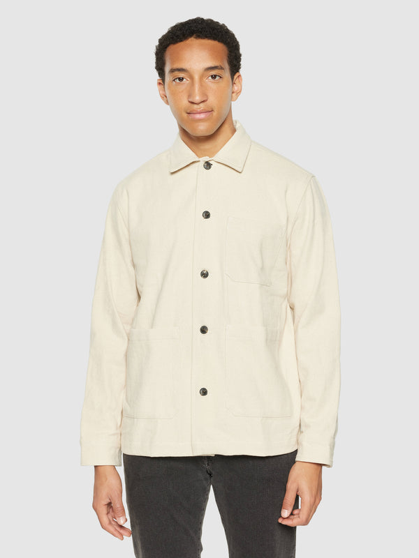 KnowledgeCotton Apparel - MEN Twill overshirt GOTS/Vegan Overshirts 1387 Egret