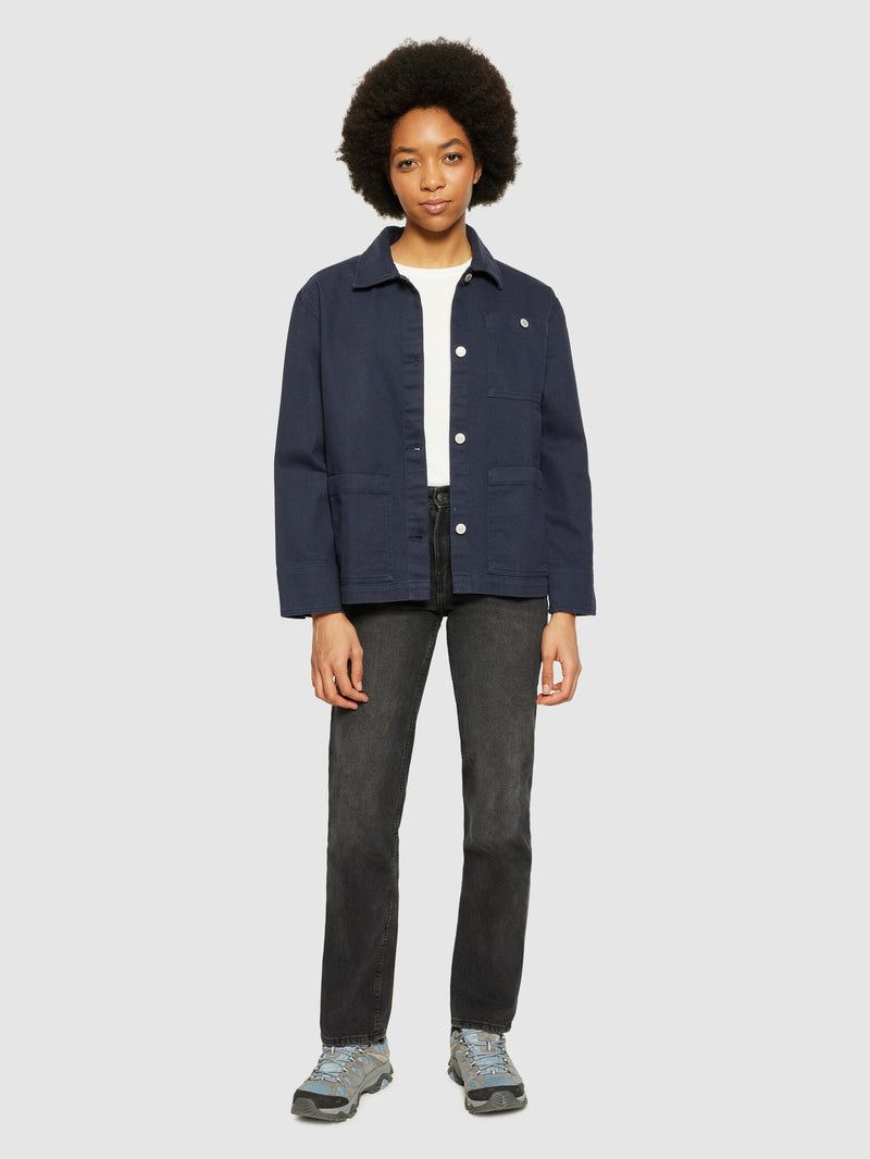 KnowledgeCotton Apparel - WMN Twill workwear jacket - GOTS/Vegan Overshirts 1412 Night Sky
