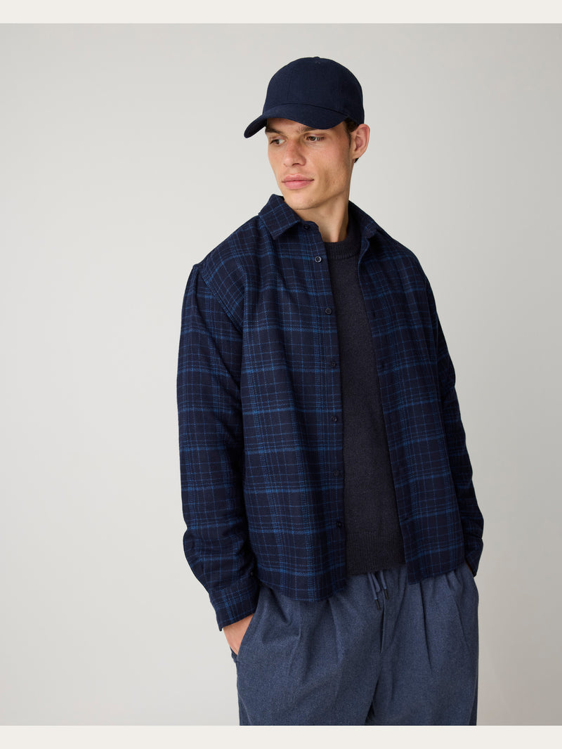 KnowledgeCotton Apparel - MEN Twill zip overshirt Overshirts 1001 Total Eclipse