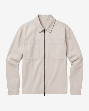 KnowledgeCotton Apparel - MEN Twill zip overshirt Overshirts 1228 Light feather gray