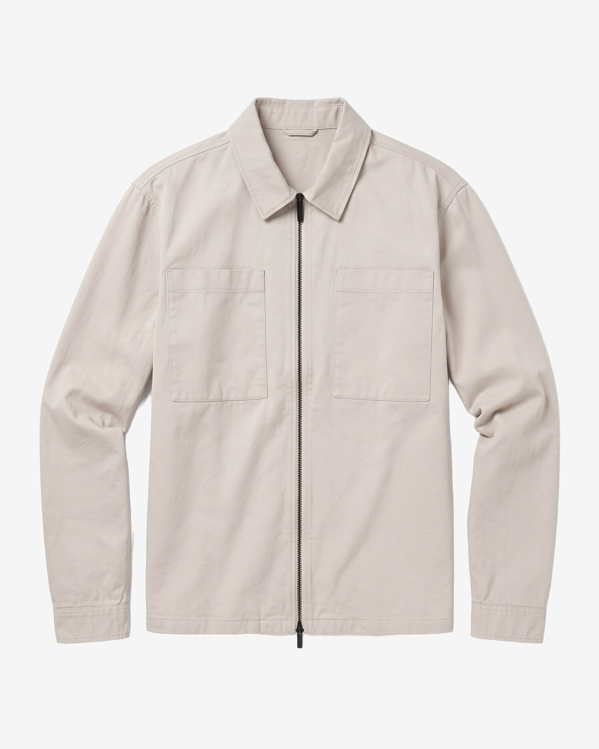 KnowledgeCotton Apparel - MEN Twill zip overshirt Overshirts 1228 Light feather gray