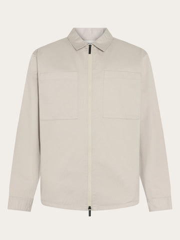 KnowledgeCotton Apparel - MEN Twill zip overshirt Overshirts 1228 Light feather gray
