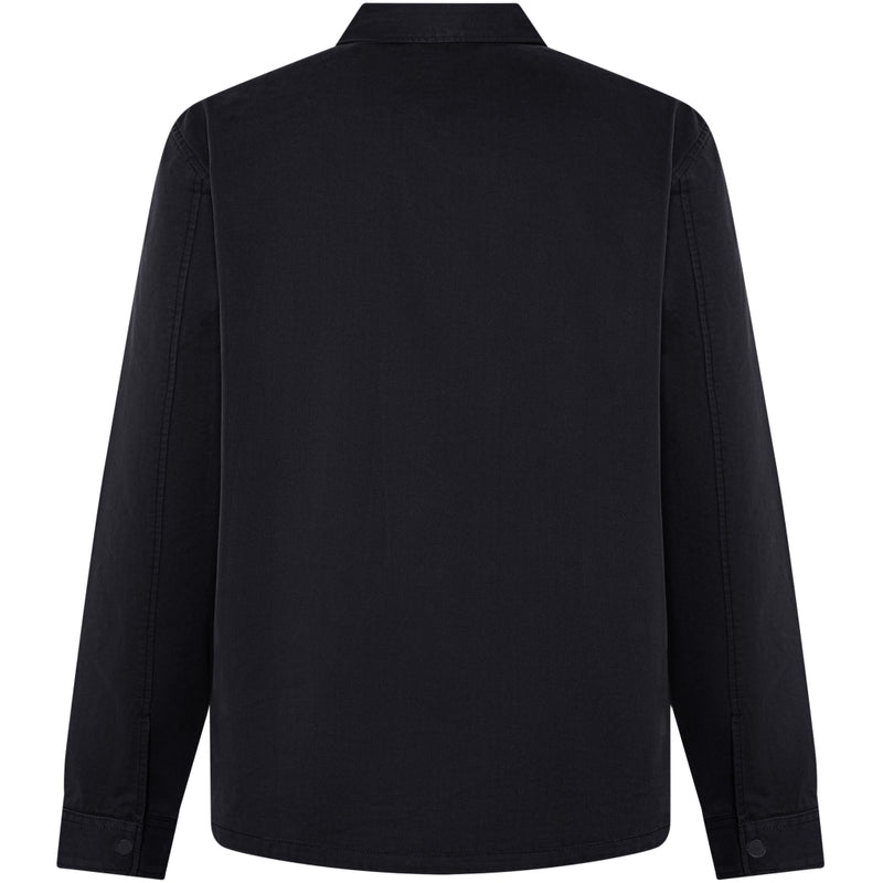 KnowledgeCotton Apparel - MEN Twill zip overshirt Overshirts 1300 Black Jet