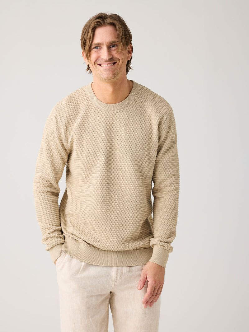 KnowledgeCotton Apparel - MEN VAGN regular bubble knit crew neck - Regenerative Organic Certified - GOTS/Vegan Knits 1228 Light feather gray