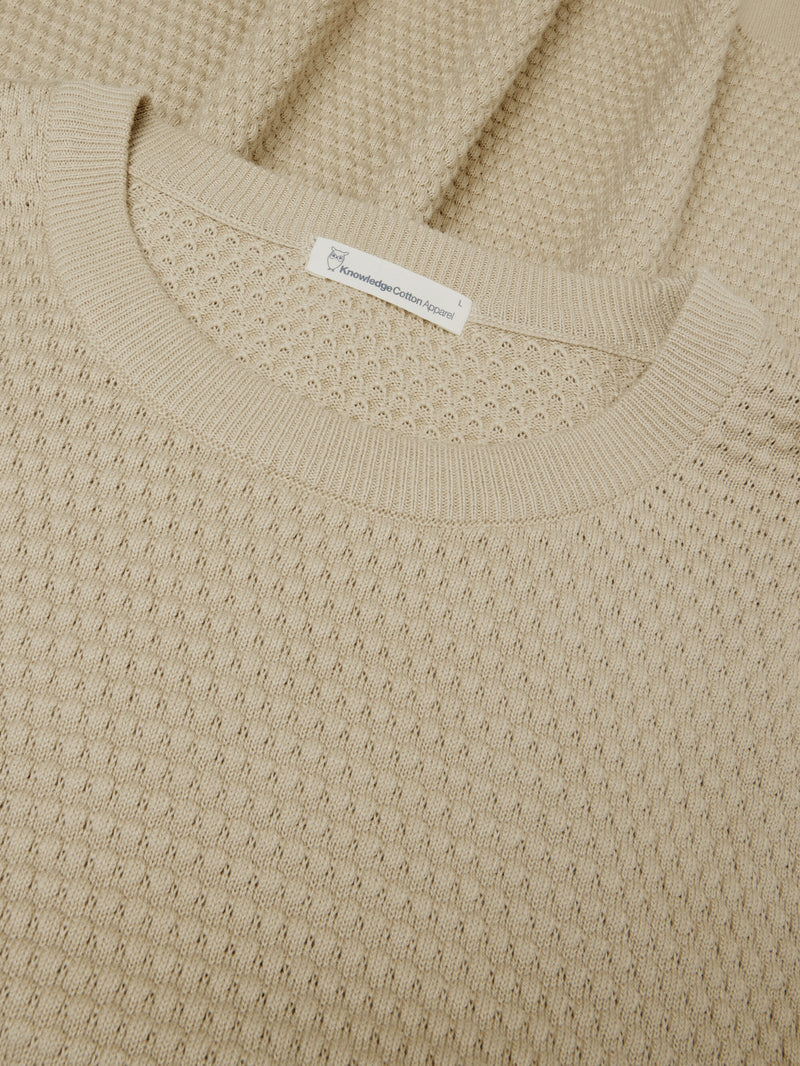 KnowledgeCotton Apparel - MEN VAGN regular bubble knit crew neck - Regenerative Organic Certified - GOTS/Vegan Knits 1228 Light feather gray