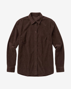 KnowledgeCotton Apparel - WMN Vega relaxed corduroy shirt Shirts 1487 Chocolate Torte