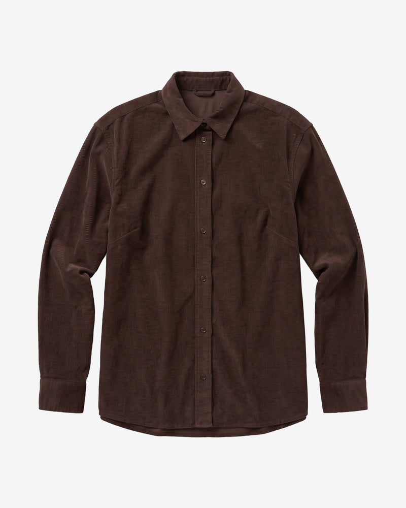 KnowledgeCotton Apparel - WMN Vega relaxed corduroy shirt Shirts 1487 Chocolate Torte