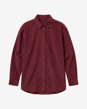 KnowledgeCotton Apparel - WMN Vega relaxed corduroy shirt Shirts 1500 Burgundy