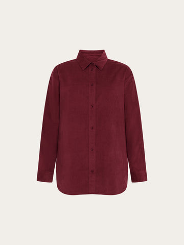 KnowledgeCotton Apparel - WMN Vega relaxed corduroy shirt Shirts 1500 Burgundy