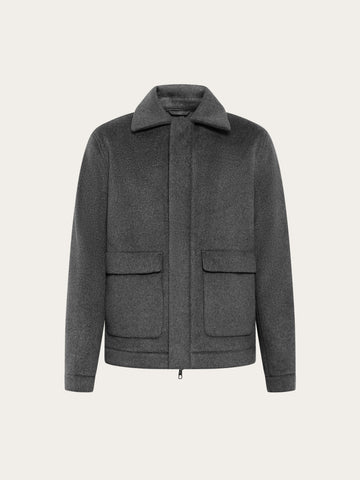 KnowledgeCotton Apparel - MEN Wool Jacket Jackets 1073 Dark Grey Melange