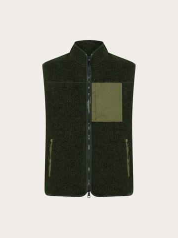 KnowledgeCotton Apparel - MEN Wool fleece vest Fleeces 1090 Forest Night