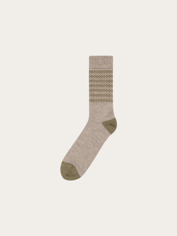 KnowledgeCotton Apparel - UNI Wool jacquard socks Socks 9930 Beige