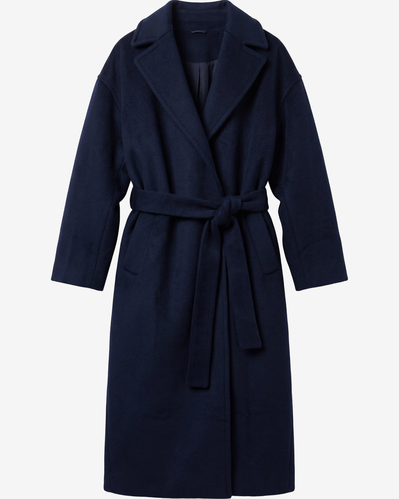 KnowledgeCotton Apparel - WMN Wool lapel coat Jackets 1412 Night Sky