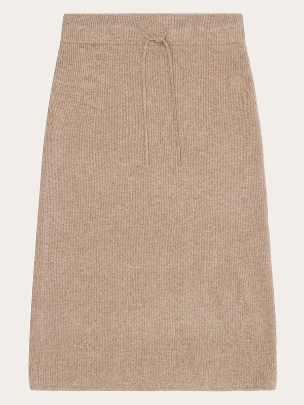 KnowledgeCotton Apparel - WMN Wool midth lengt rib knit skirt Skirts 1336 Kelp melange