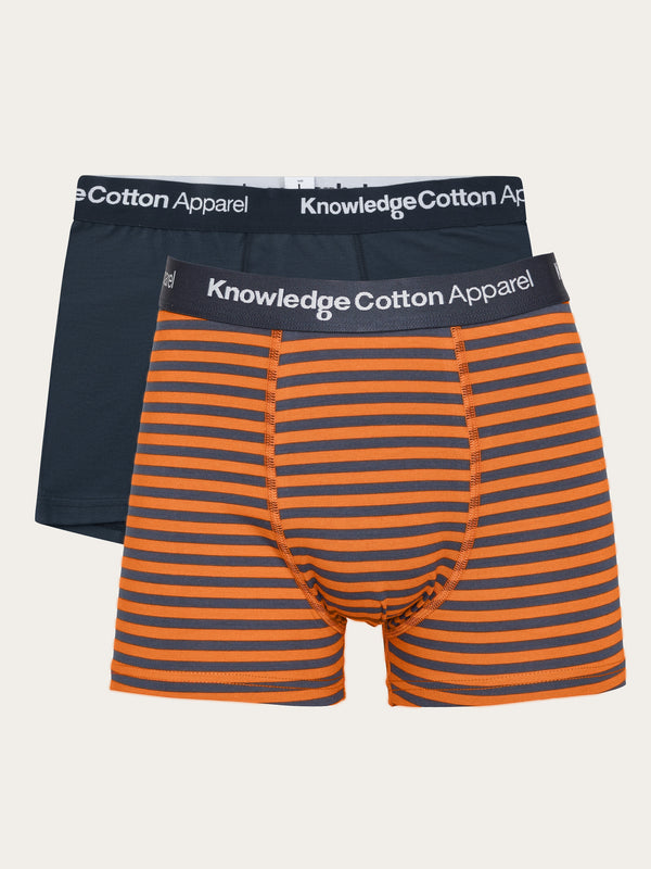 KnowledgeCotton Apparel - MEN 2 pack striped underwear Underwears 1382 Russet orange
