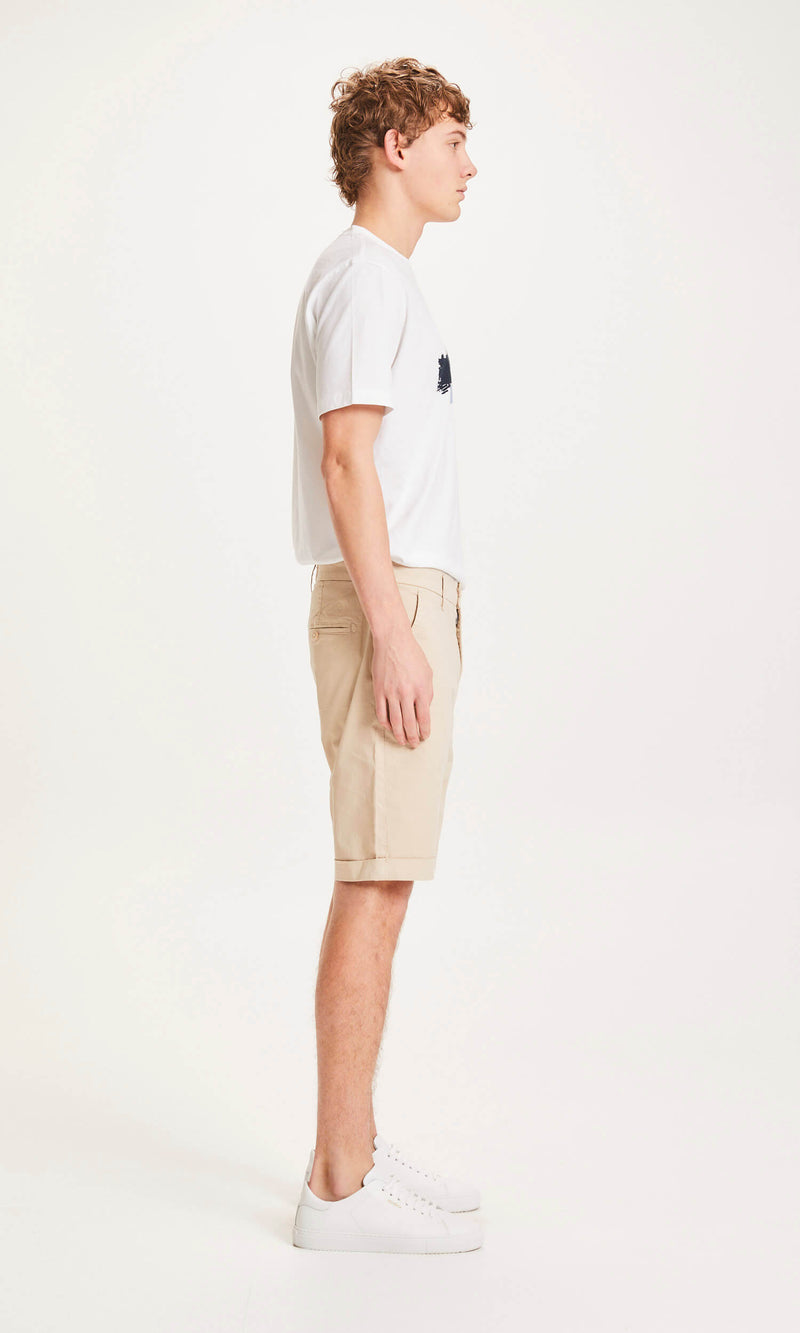 KnowledgeCotton Apparel - MEN CHUCK regular chino poplin shorts Shorts 1228 Light feather gray
