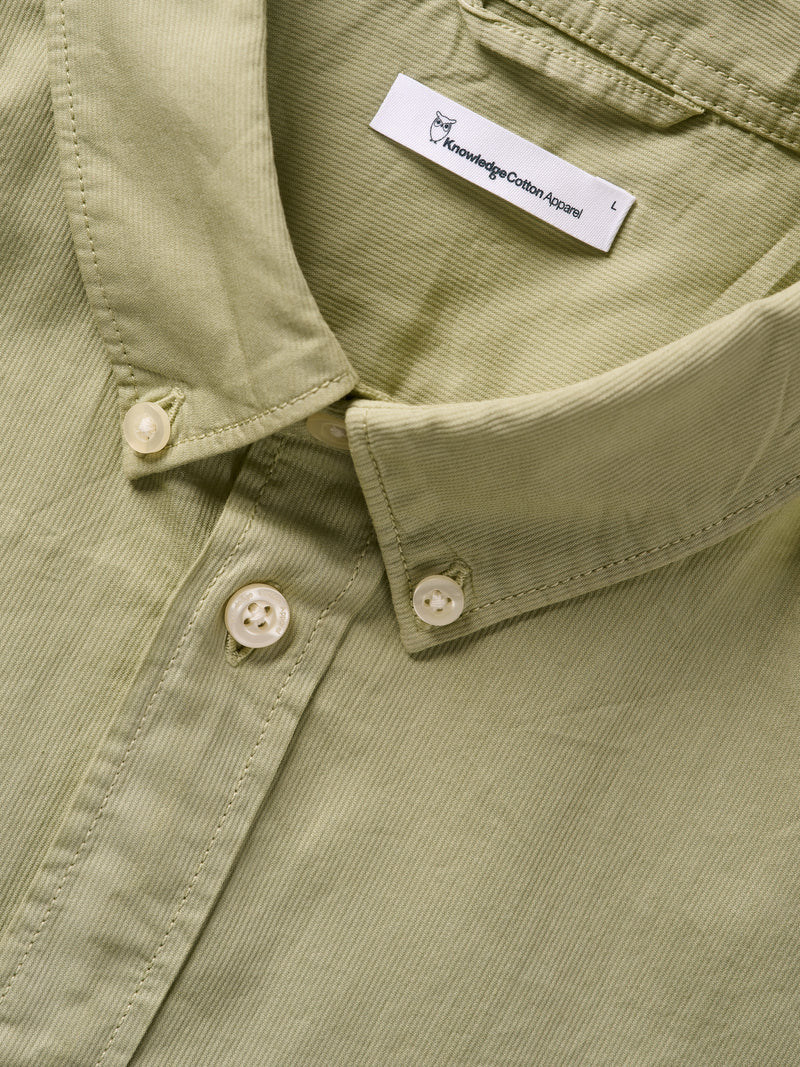 KnowledgeCotton Apparel - MEN Custom fit cord look shirt Shirts 1380 Swamp