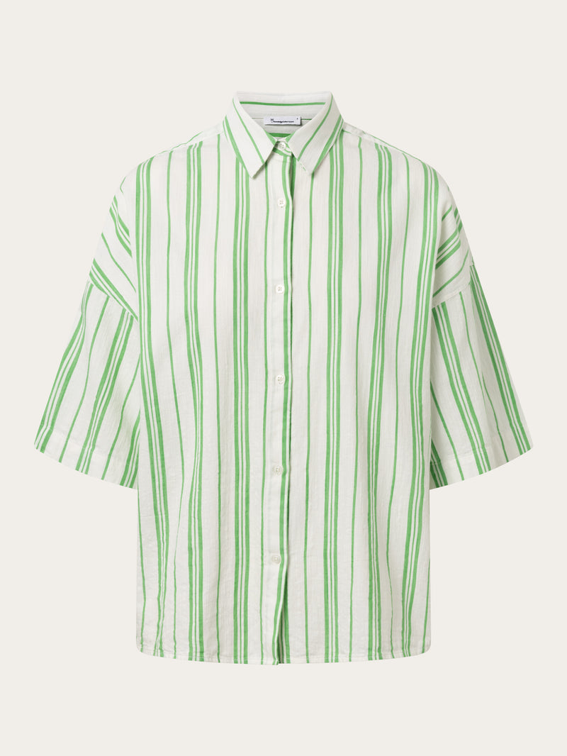KnowledgeCotton Apparel - WMN Cotton short sleeved a-shape shirt Shirts 8007 Stripe