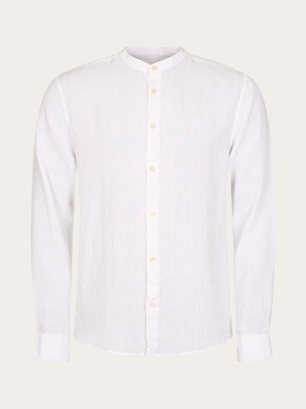 KnowledgeCotton Apparel - MEN Custom fit linen stand collar shirt Shirts 1010 Bright White