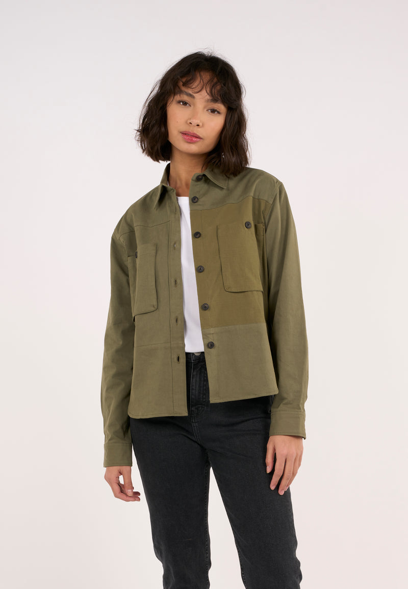 KnowledgeCotton Apparel - WMN Outdoor twill shirt Overshirts 1068 Burned Olive