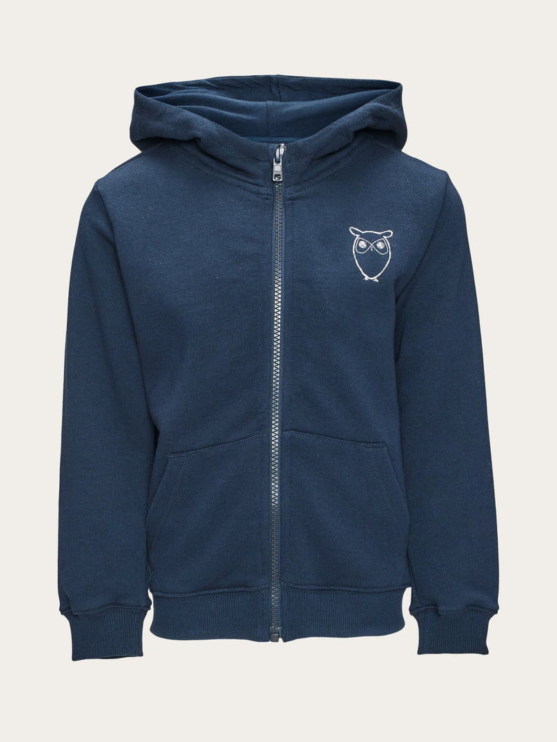 KnowledgeCotton Apparel - YOUNG Owl sweat hood Sweats 1001 Total Eclipse