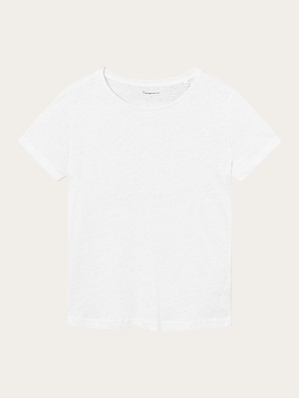 KnowledgeCotton Apparel - WMN Reg linen t-shirt T-shirts 1010 Bright White