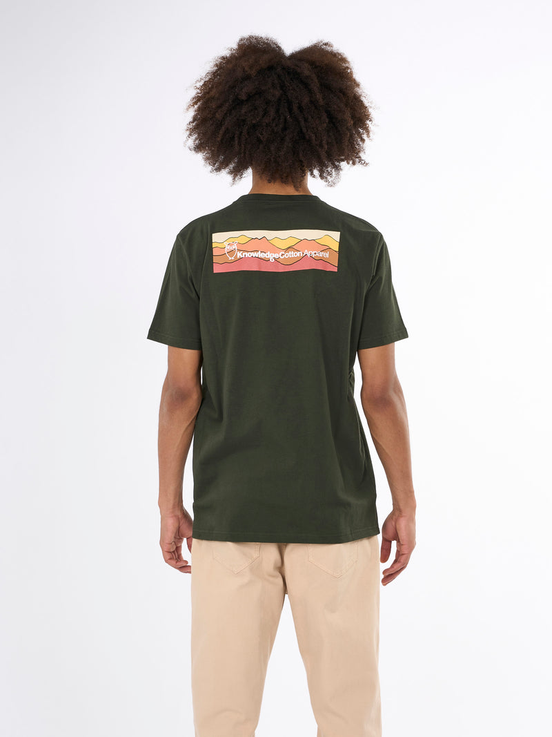 KnowledgeCotton Apparel - MEN Regular trademark mountain back printed t-shirt T-shirts 1090 Forrest Night